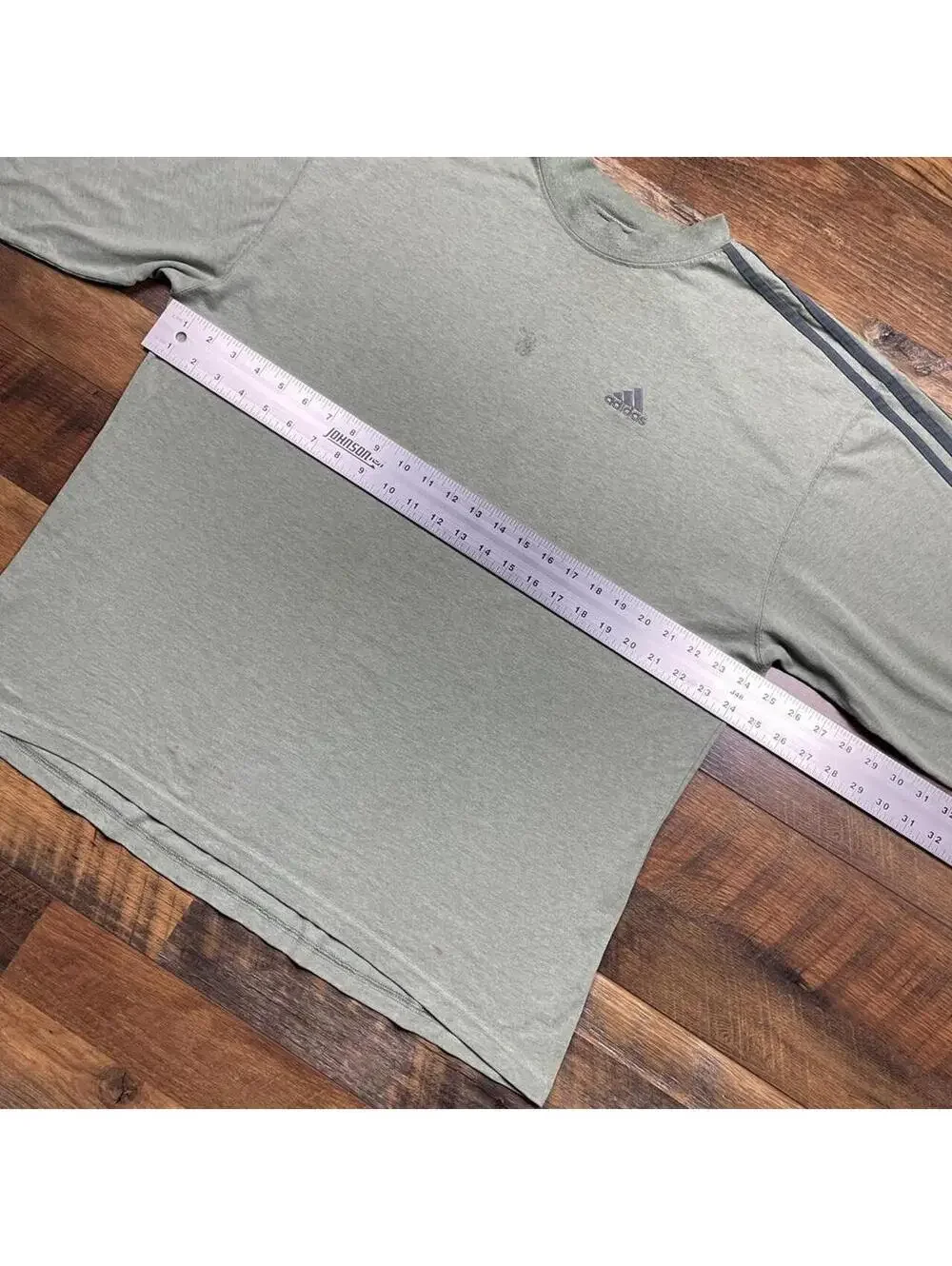 Vintage Adidas Shirt Size Large Green Gray Striped Long Sleeve Embroidered Logo
